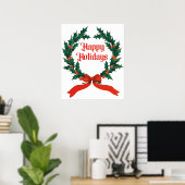 Prettige feestdagen Holly Kerstkrans Poster (Thuiskantoor)