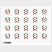 Prettige feestdagen  Holly Kerstkrans Ronde Sticker (Vel)