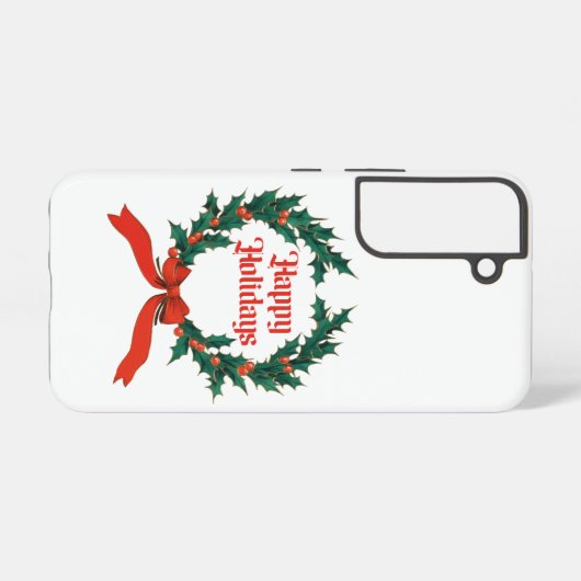 Prettige feestdagen Holly Kerstkrans Samsung Galaxy Hoesje (Achterkant horizontaal)