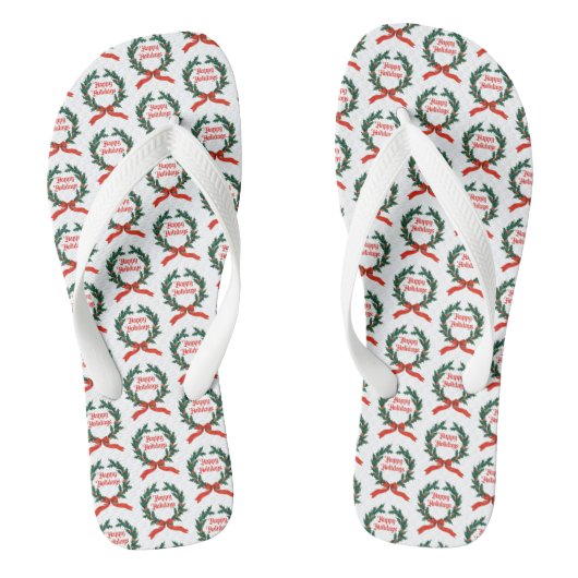 Prettige feestdagen  Holly Kerstkrans Teenslippers (Voetbed)