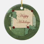 prettige feestdagen Holly Ornament (Achterkant)
