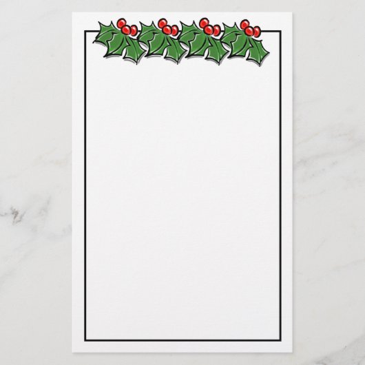 prettige feestdagen Holly Sprigs, kerstgroen Briefpapier (Voorkant)