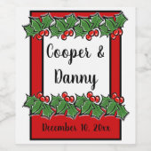 Prettige feestdagen Holly Springs Kerstgroen Wijn Etiket (Enkel label)