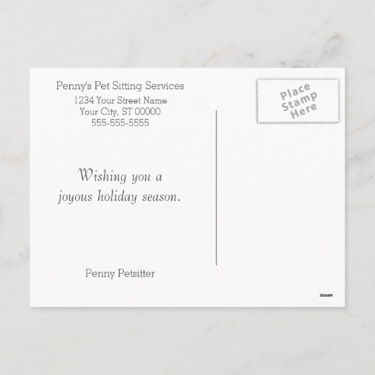 Prettige feestdagen Hond en kat schaatsen (Achterkant)