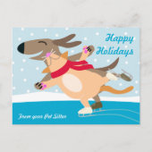 Prettige feestdagen Hond en kat schaatsen (Voorkant)