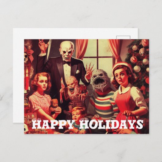 Prettige feestdagen Horror Retro Briefkaart (Voorkant / Achterkant)