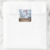 Prettige feestdagen Houtscript Vierkante Sticker (Tas)