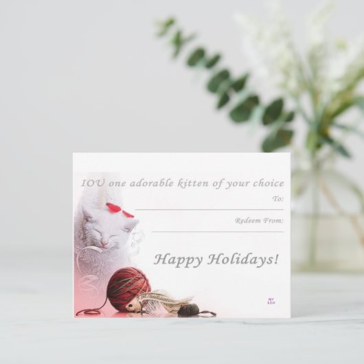 Prettige feestdagen I.O.U. een kitten (Staand voorkant)