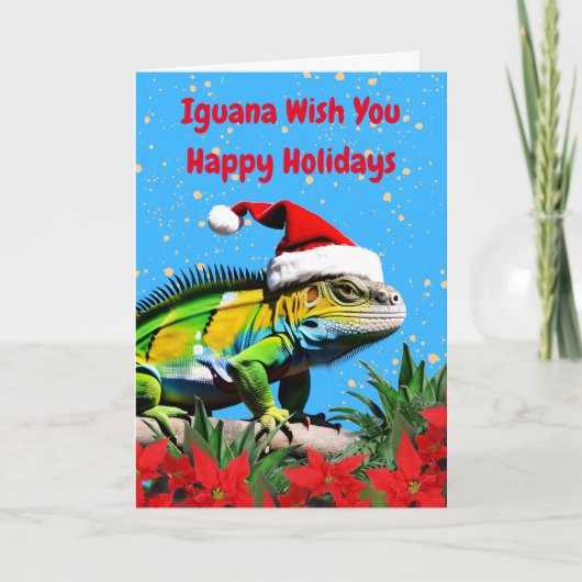 Prettige feestdagen Iguana Wish Kaart (Voorkant)