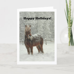 Prettige feestdagen IJslands paard in de winter, Kaart