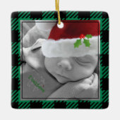 prettige feestdagen jaar naam Pset Truck Red Green Keramisch Ornament (Voorkant)
