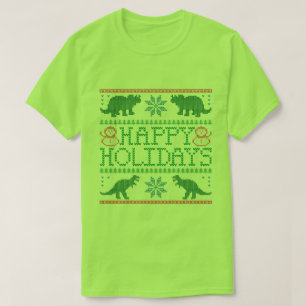 Prettige feestdagen JO Dinosaur Ugly Xmas Sweater T-shirt