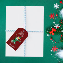 Prettige feestdagen Jolly Elf Christmas Gift Label