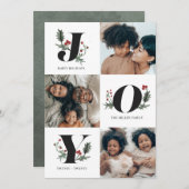 prettige feestdagen Joy Greenery & Holly Family Ph Feestdagenkaart (Voorkant / Achterkant)