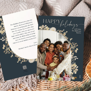 Prettige feestdagen Kaart Blue Chic Arch Family Fo