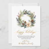 Prettige feestdagen Kaart Elegant Script Krans Gre (Voorkant)