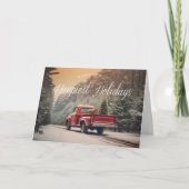 Prettige feestdagen Kaart rode truck (Voorkant)