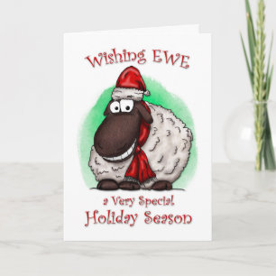 Prettige feestdagen Kaart Sheep Wishing Ewe