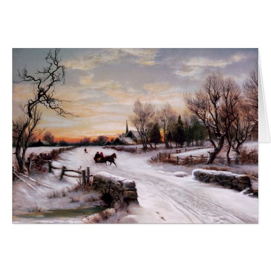 prettige feestdagen.  Kaart winterscène (Voorkant Horizontaal)