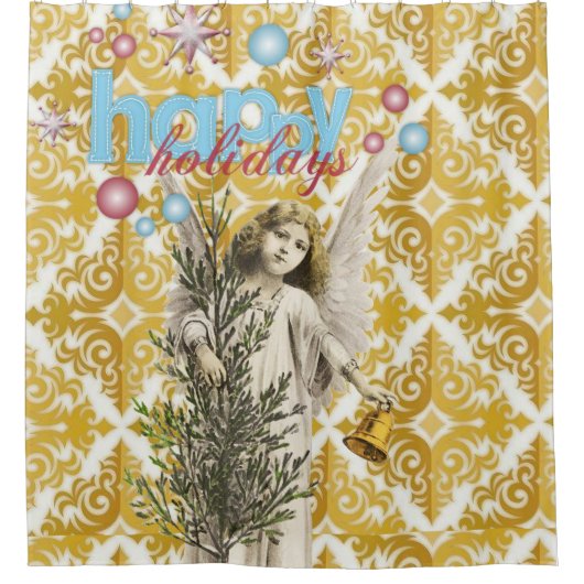 Prettige feestdagen Kerst douche gordijn (Voorkant)