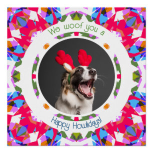 Prettige feestdagen Kerst Foto Pun Hond Papa Mam Perfect Poster