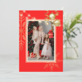 Prettige feestdagen Kerst, gouden sneeuwvlokken, r Bedankkaart (Staand voorkant)