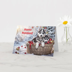 Prettige feestdagen Kerst · Husky Huskies Dogs Sch Kaart