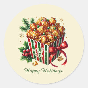 Prettige feestdagen Kerst karamel popcorn Ronde Sticker