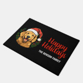 Prettige feestdagen Kerst Schattige Hond in Kerst Deurmat (Schuin)