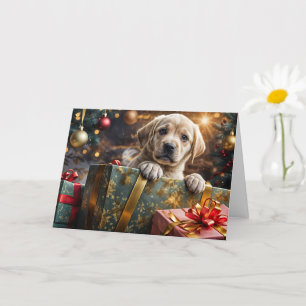 Prettige feestdagen Kerst - Schattige Yellow Lab L Kaart