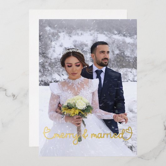 Prettige feestdagen Kerst vrolijk en getrouwd Foto (Voorkant / Achterkant)