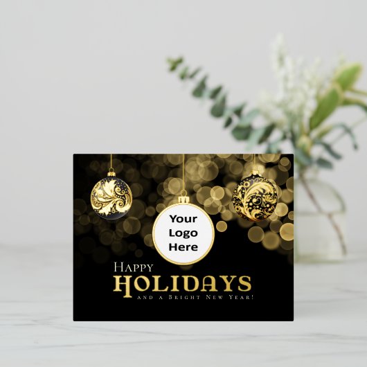 Prettige feestdagen Kerst zwart en goud (Staand Voorkant)