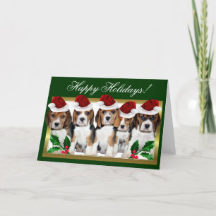 Prettige feestdagen Kerstbeagle puppies kaart