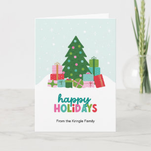 Prettige Feestdagen Kerstbomen en Cadeaus in Aqua  Kaart