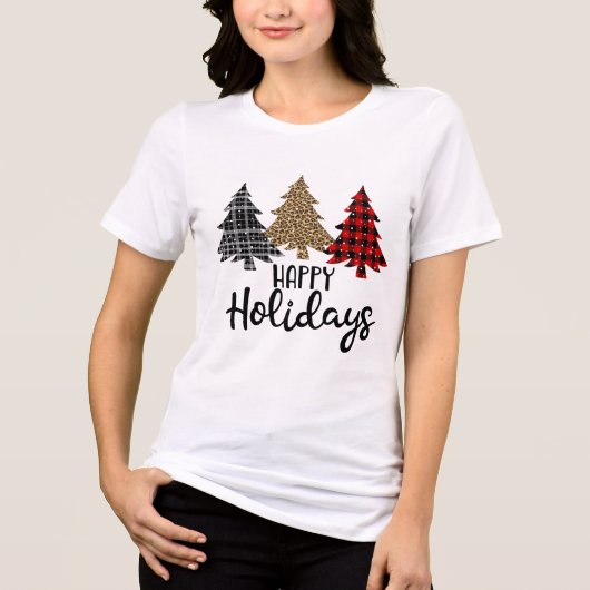 prettige feestdagen kerstbomen Tri-Blend shirt (Voorkant)