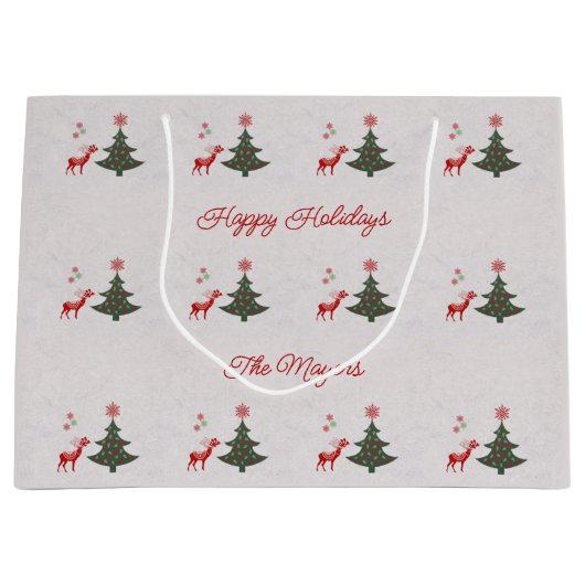 Prettige feestdagen kerstboom en bier Groot Cadeauzakje (Voorkant)