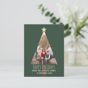 prettige feestdagen kerstboomfoto briefkaart