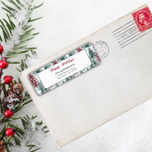 Prettige feestdagen Kerstbos Etiket