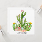 Prettige feestdagen Kerstcactus groet Kaart (Voorkant / Achterkant in situ)