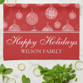 Prettige feestdagen Kerstdecoraties gepersonalisee Theedoek (Gevouwen)