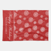 Prettige feestdagen Kerstdecoraties gepersonalisee Theedoek (Horizontaal)