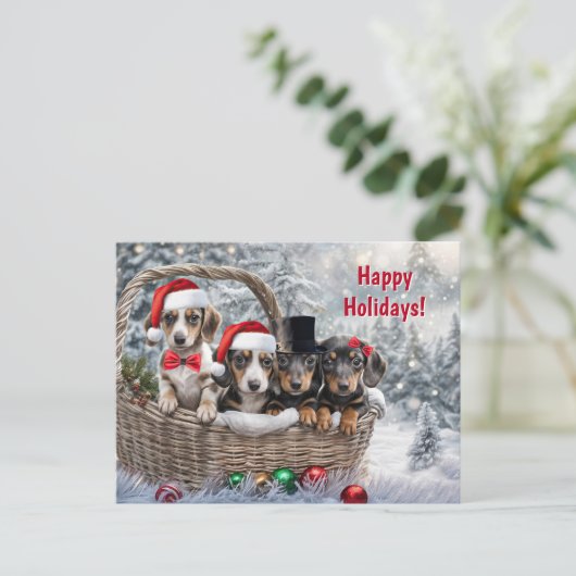 Prettige feestdagen Kerstfeest Schattigee teckel P (Staand voorkant)