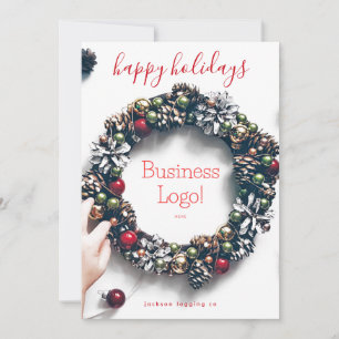 "Prettige feestdagen" kerstfoto Garland Wreath Feestdagenkaart