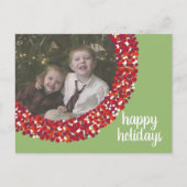 prettige feestdagen - kerstfoto groene rode bes (Voorkant)