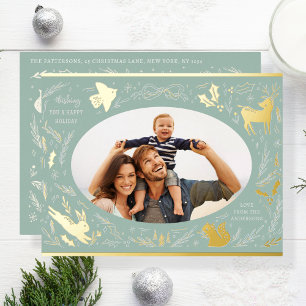 Prettige feestdagen Kerstfoto Woodland Doodle