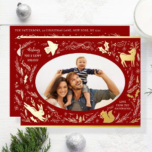 Prettige feestdagen Kerstfoto Woodland Doodle