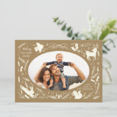 Prettige feestdagen Kerstfoto Woodland Doodle Feestdagenkaart (Staand voorkant)