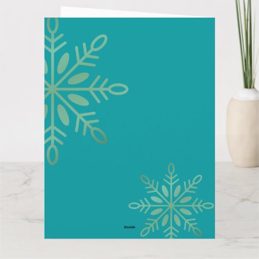 prettige feestdagen kerstgoud, sneeuwvlokken, groe bedankkaart (Achterkant)