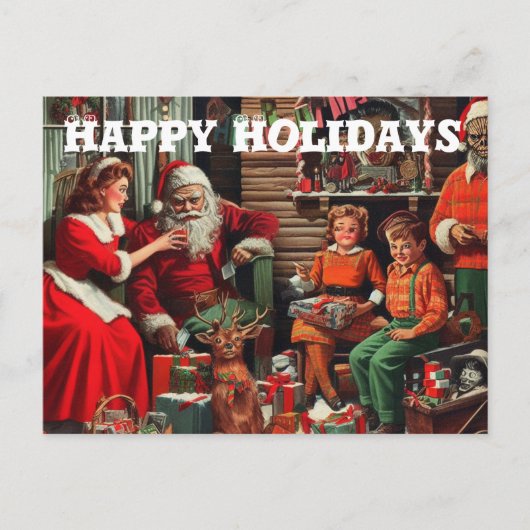 Prettige feestdagen Kersthorror retro Briefkaart (Voorkant)