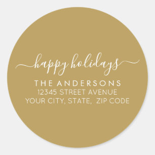Prettige feestdagen Kerstklassiek gouden adres Ronde Sticker
